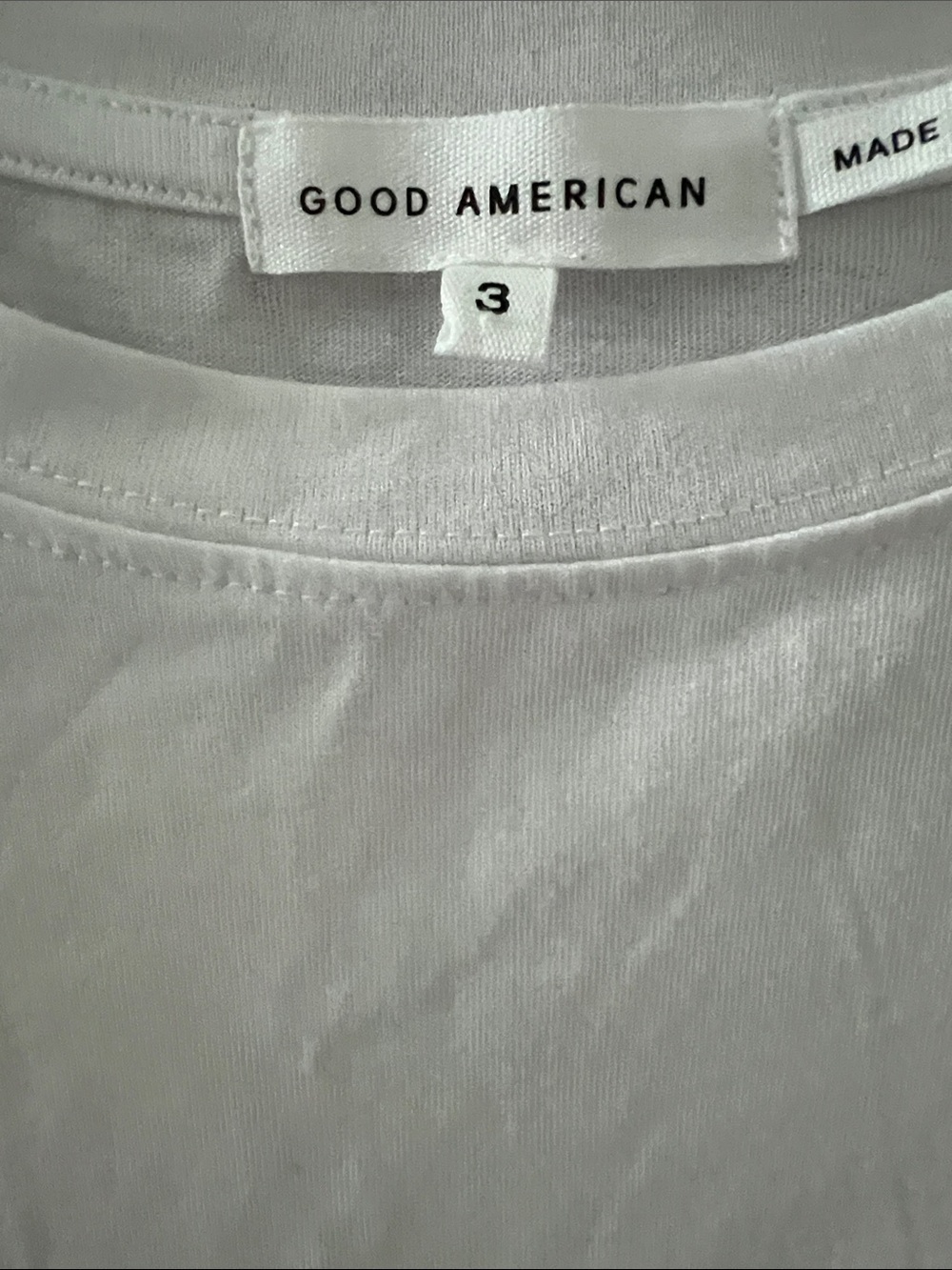 Good American White Ribbed Crewneck Tee